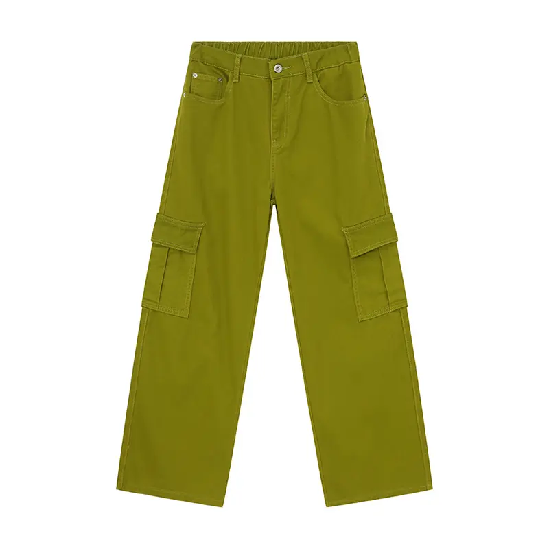 IEFB Summer New Trendy Men's Cargo Jeans Vintage American Large Pocket Design Back Waist Elasticated Denim Pants Male 9C6515