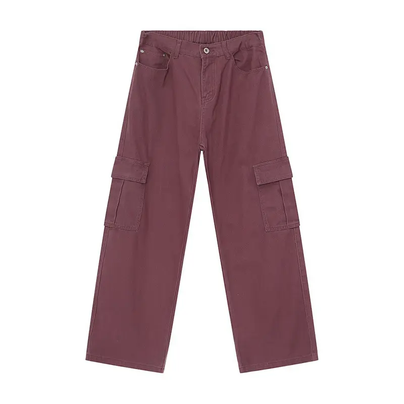 IEFB Summer New Trendy Men's Cargo Jeans Vintage American Large Pocket Design Back Waist Elasticated Denim Pants Male 9C6515