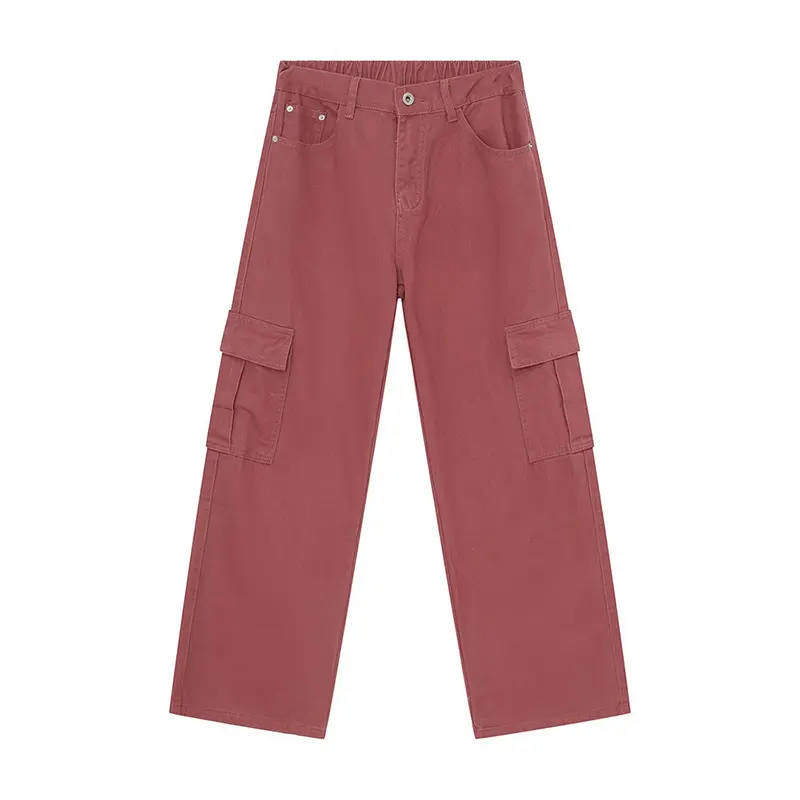 IEFB Summer New Trendy Men's Cargo Jeans Vintage American Large Pocket Design Back Waist Elasticated Denim Pants Male 9C6515