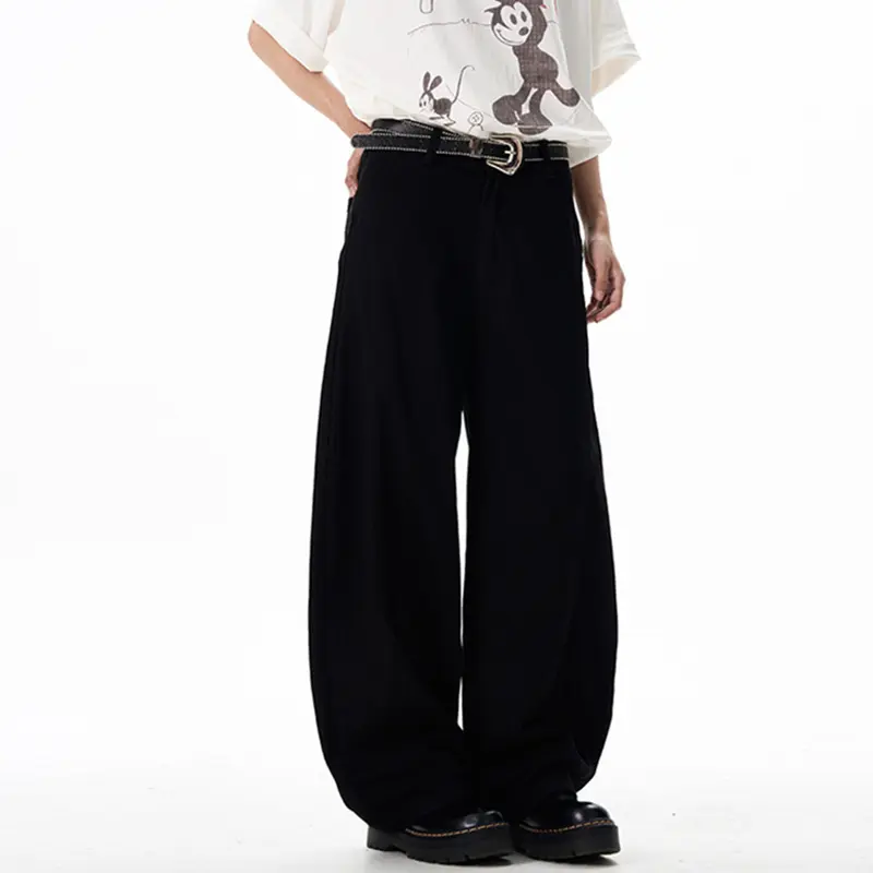 IEFB Men's Casual Pants Straight Wide Leg New Summer  American Style Curved Knife Trendy Solid Color Simple Male Bottoms 9W2156