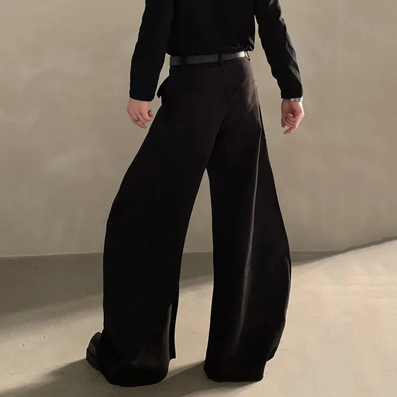 IEFB Korean Style Men's Suit Pants Solid Color Silhouette Wide Leg Summer Boot-cut Trousers Loose Male Bottom Cleanfit 9W3819