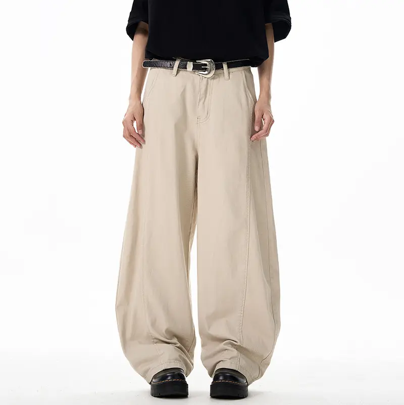 IEFB Men's Casual Pants Straight Wide Leg New Summer  American Style Curved Knife Trendy Solid Color Simple Male Bottoms 9W2156
