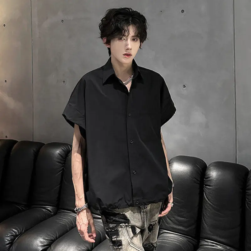 IEFB Simple Men's Shirts Turn-down Collar Pocket Solid Color Casual Tops Single Breasted Loose Male Shirt Korean Style 9W3368