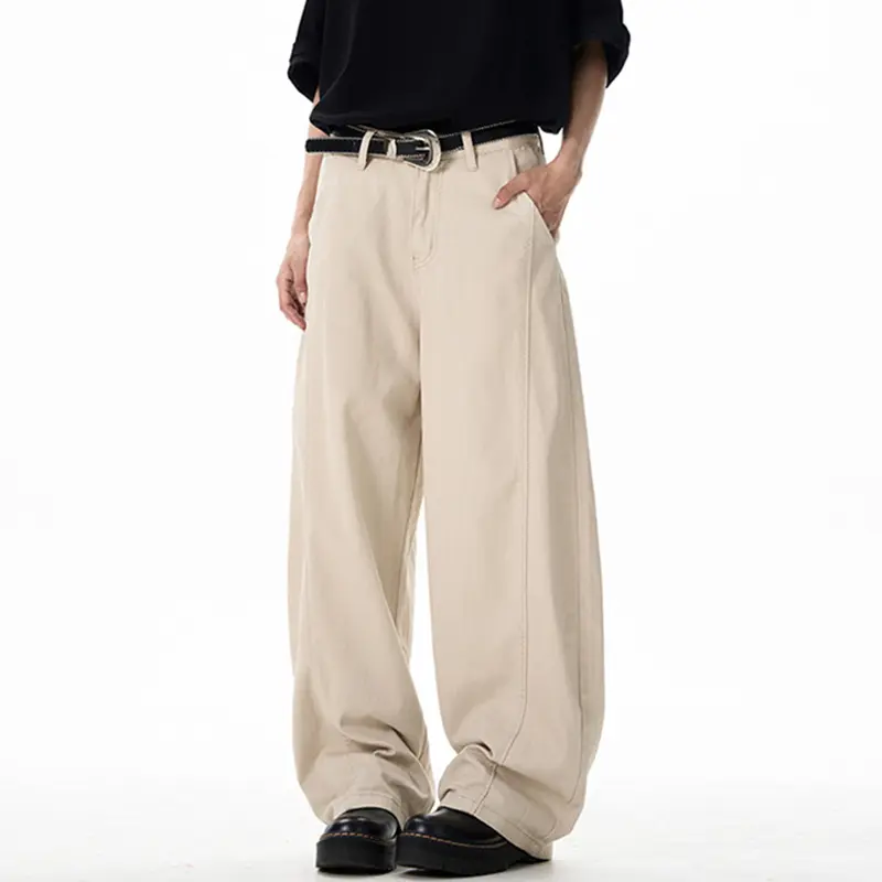 IEFB Men's Casual Pants Straight Wide Leg New Summer  American Style Curved Knife Trendy Solid Color Simple Male Bottoms 9W2156