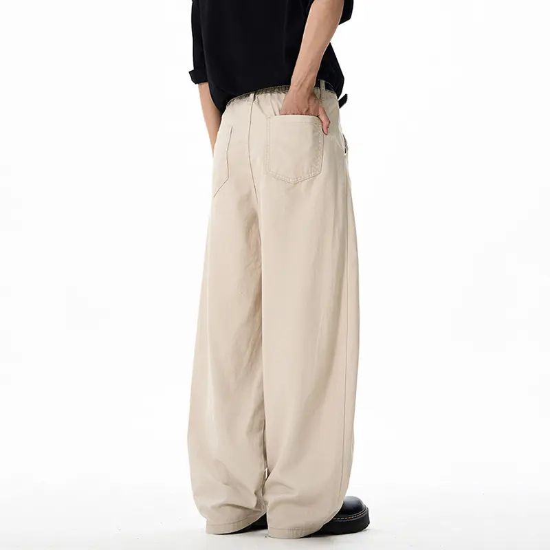 IEFB Men's Casual Pants Straight Wide Leg New Summer  American Style Curved Knife Trendy Solid Color Simple Male Bottoms 9W2156