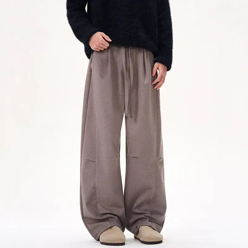 IEFB Men's Sweatpants Solid Color Male Elastic Waist Casual Pants Lace-up New Fold Design Men Clothing Summer Trousers 9W2538