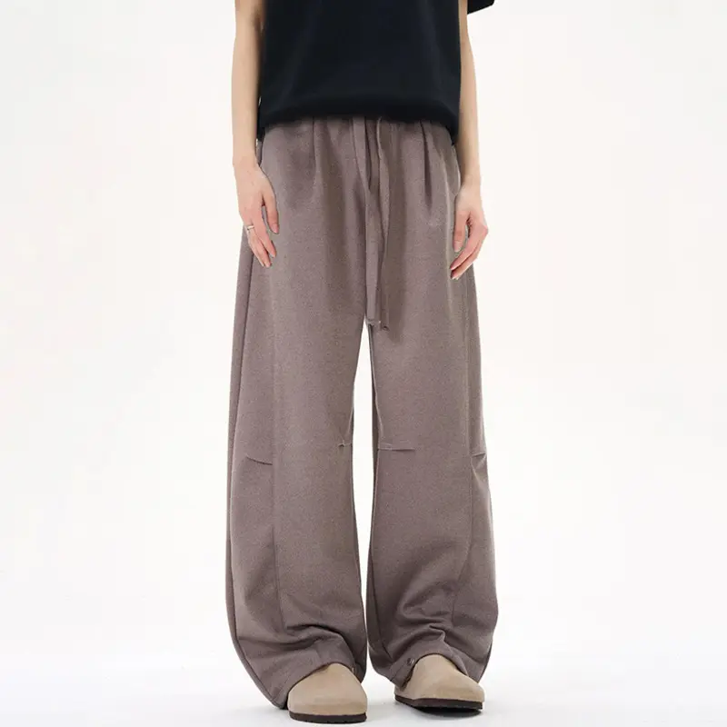 IEFB Men's Sweatpants Solid Color Male Elastic Waist Casual Pants Lace-up New Fold Design Men Clothing Summer Trousers 9W2538