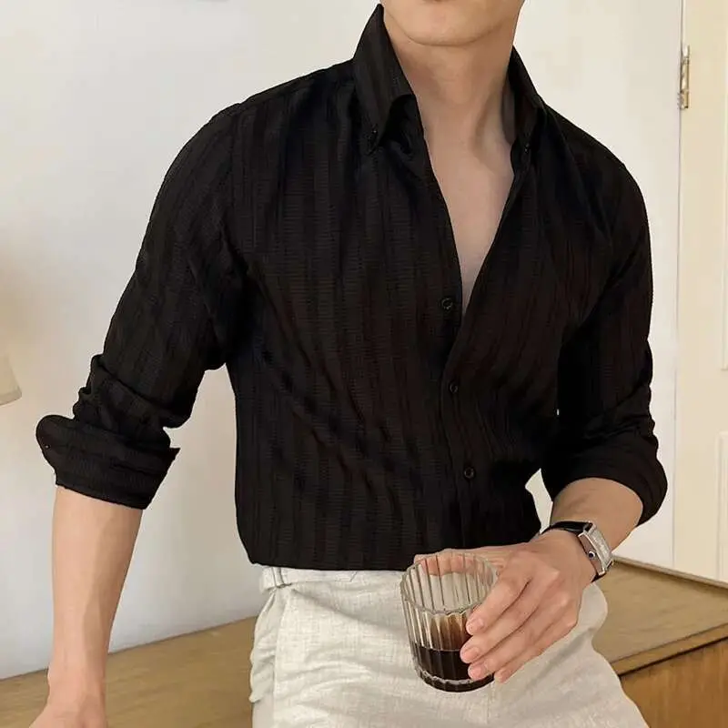 IEFB Men's New Spring Shirts Korean Striped Design Loose Long Sleeve Male Clothing Casual Single Breasted Fashion Menwear 9W1576