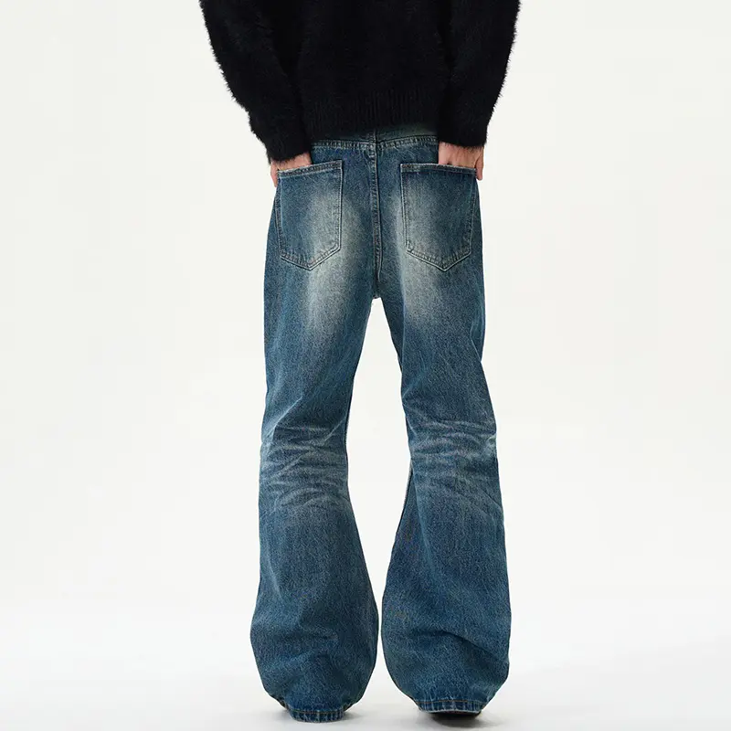 IEFB American Style Washed Gradient Color Male Denim Pants Loose Straight Tube Men's Women's Jeans Summer New Fashion 9W2545