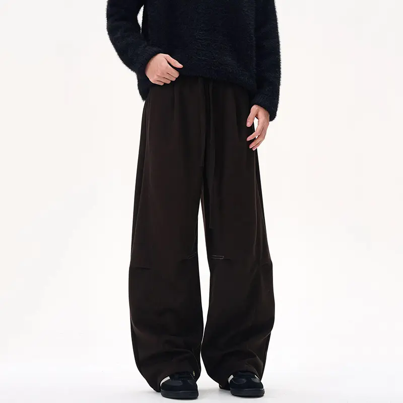 IEFB Men's Sweatpants Solid Color Male Elastic Waist Casual Pants Lace-up New Fold Design Men Clothing Summer Trousers 9W2538