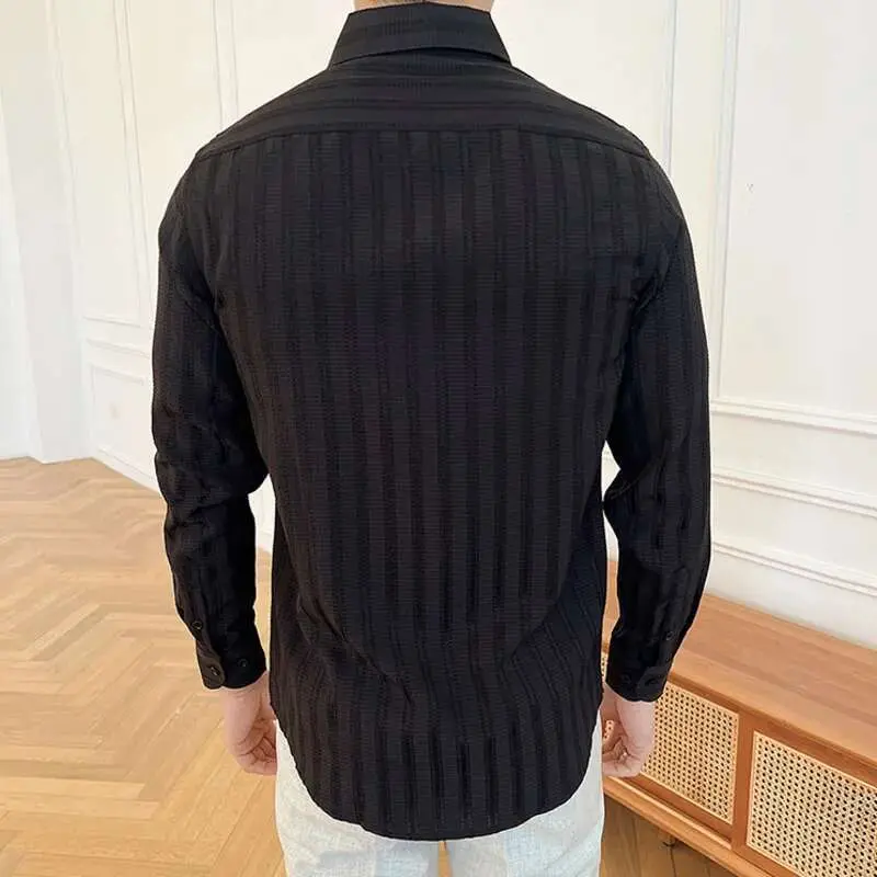 IEFB Men's New Spring Shirts Korean Striped Design Loose Long Sleeve Male Clothing Casual Single Breasted Fashion Menwear 9W1576