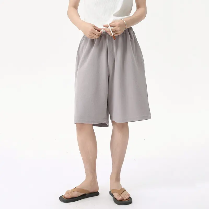 IEFB Simple Men's Two-piece Solid Color O-neck Short Sleeved Casual T-shirts Elastic Waist Drawstring Wide Leg Male Pants 9W2465