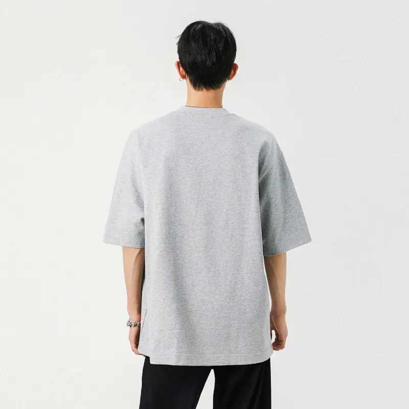IEFB Men's T-shirts New Fashion Solid Color Plaid Flip Design Short Sleeve Round Neck Pullover Male Casual Clothing 9W1940