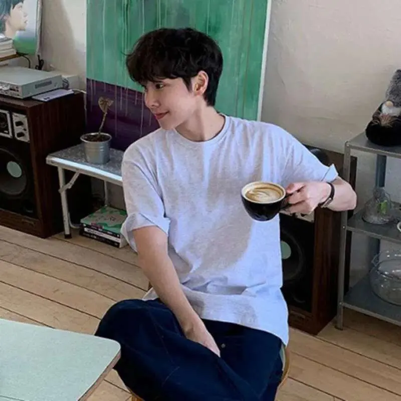 IEFB Men's Short SleeveT-shirts New Summer Loose Solid Color Korean Round Neck Style Pullover Casual Trendy Male Top 9W1611