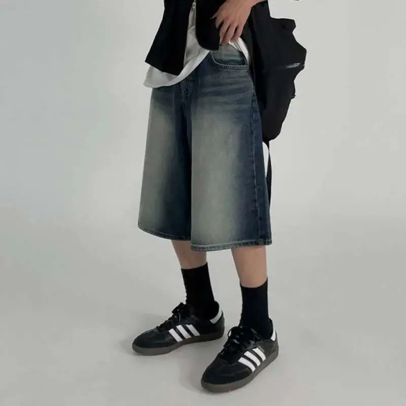 IEFB Men's Washed Denim Shorts New Summer Loose Mid Length Pants Korean Pocket Decoration Simple Trendy Male Bottoms 9W1635