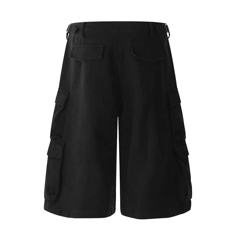 IEFB Summer Men's Shorts New Fashion Solid Color Multi Pockets Niche Design Knee Length Overalls  High Street Male Pants CPG2968
