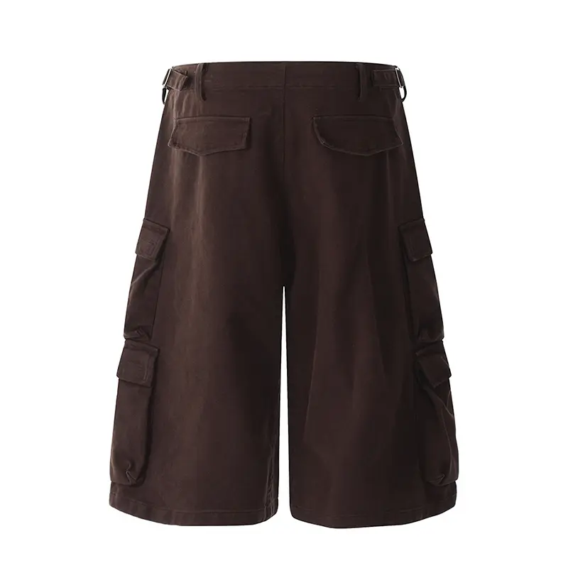 IEFB Summer Men's Shorts New Fashion Solid Color Multi Pockets Niche Design Knee Length Overalls  High Street Male Pants CPG2968