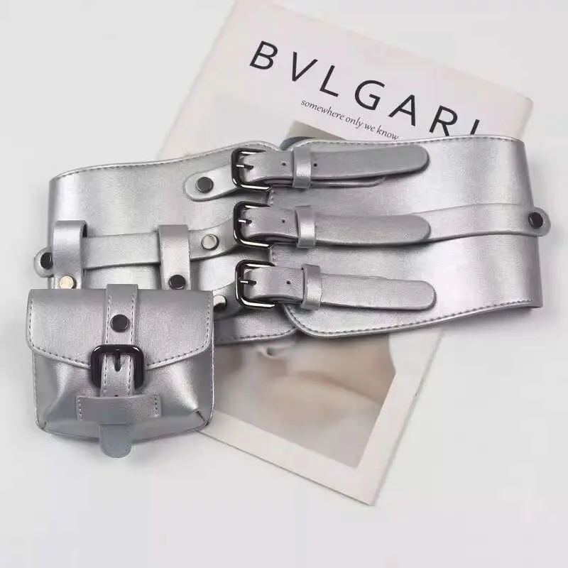 IEFB New Fashion Decoration Belts Waist Bag PU Leather Wide Corset Men Suit Women Dress Trendy Performance Adult Child 9W2002