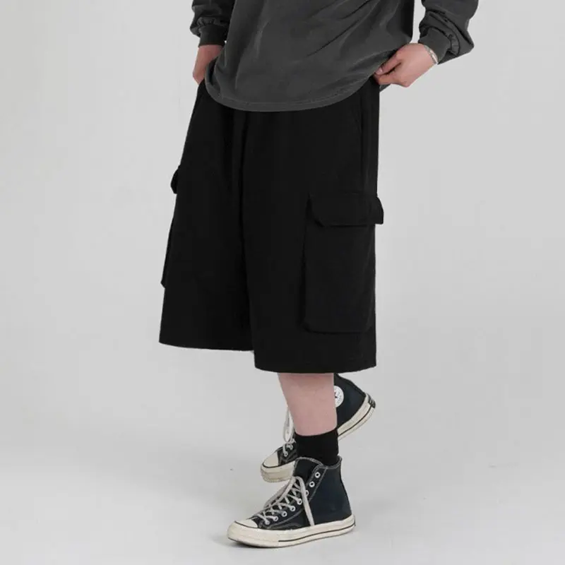 IEFB Men's Cargo Shorts New Summer Loose Solid Color Design Pants Korean Multi Pockets Stylish Niche Trendy Male Shorts 9W1640
