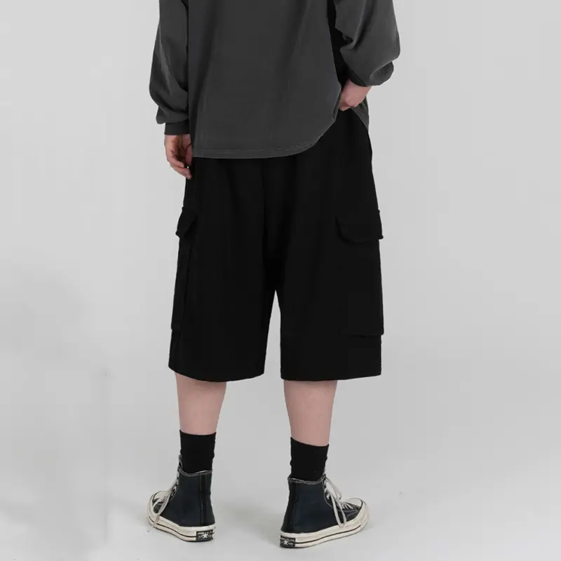 IEFB Men's Cargo Shorts New Summer Loose Solid Color Design Pants Korean Multi Pockets Stylish Niche Trendy Male Shorts 9W1640