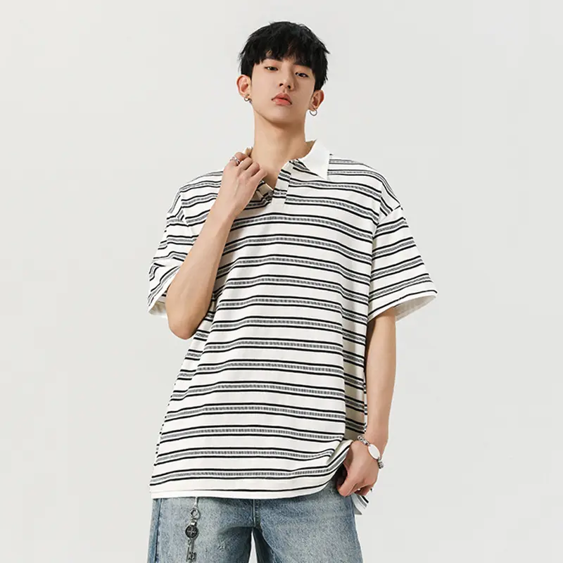 IEFB Men's Short Sleeve T-shirts New Summer Korean Contrast Color Striped  Fake Two-Piece Tide Lapel Pullover Male Tees 9W1944