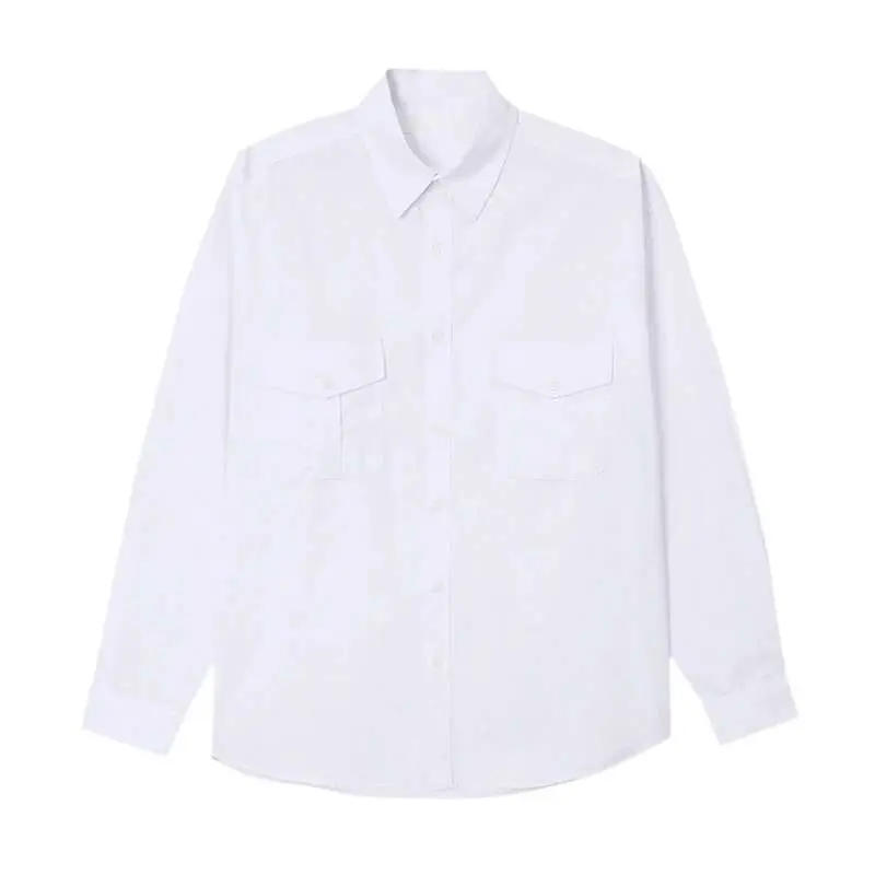 IEFB Big Pcoket Deisgn Men's Shirts Turn-down Collar Single Breasted Solid Color Casual Tops Long Sleeved Male Shirt New 9W1224