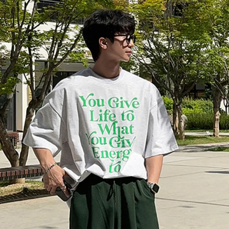 IEFB Niche Design Men's T-shirts Letter Printing Contrast Color Short Sleeved O-neck Casual Tees Summer Loose Male Tops 9W2504
