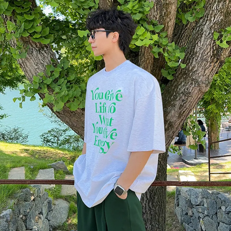IEFB Niche Design Men's T-shirts Letter Printing Contrast Color Short Sleeved O-neck Casual Tees Summer Loose Male Tops 9W2504