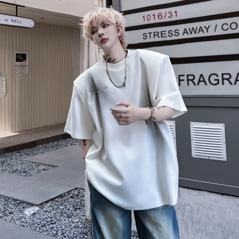 IEFB Round Neck Men's Tees Niche Design Knot Inkjet Contrast Color Short Sleeved Loose Tops Pullover Casual Male T-shirts 9W2305