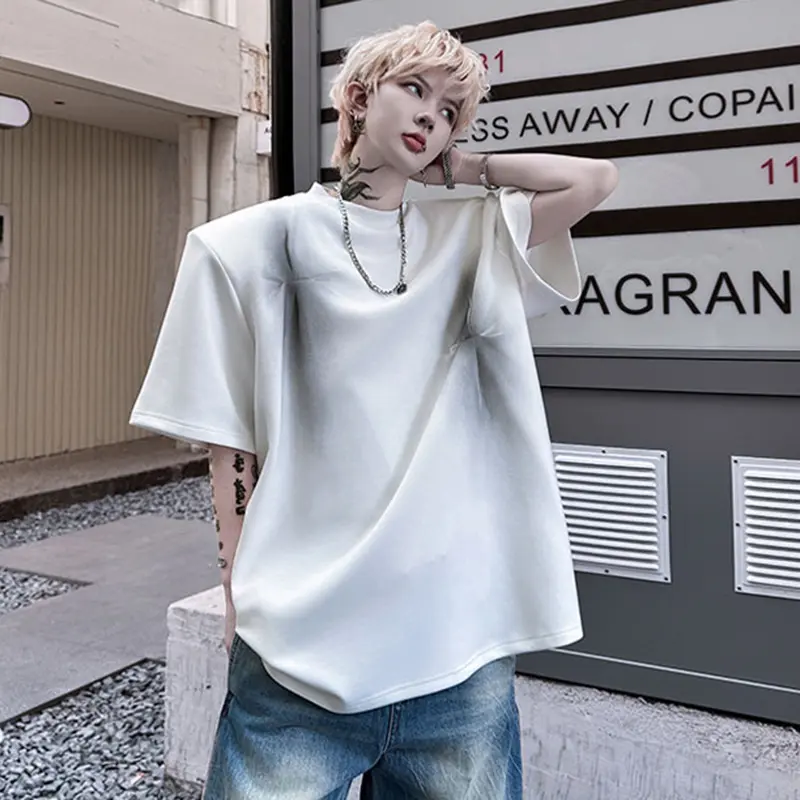IEFB Round Neck Men's Tees Niche Design Knot Inkjet Contrast Color Short Sleeved Loose Tops Pullover Casual Male T-shirts 9W2305