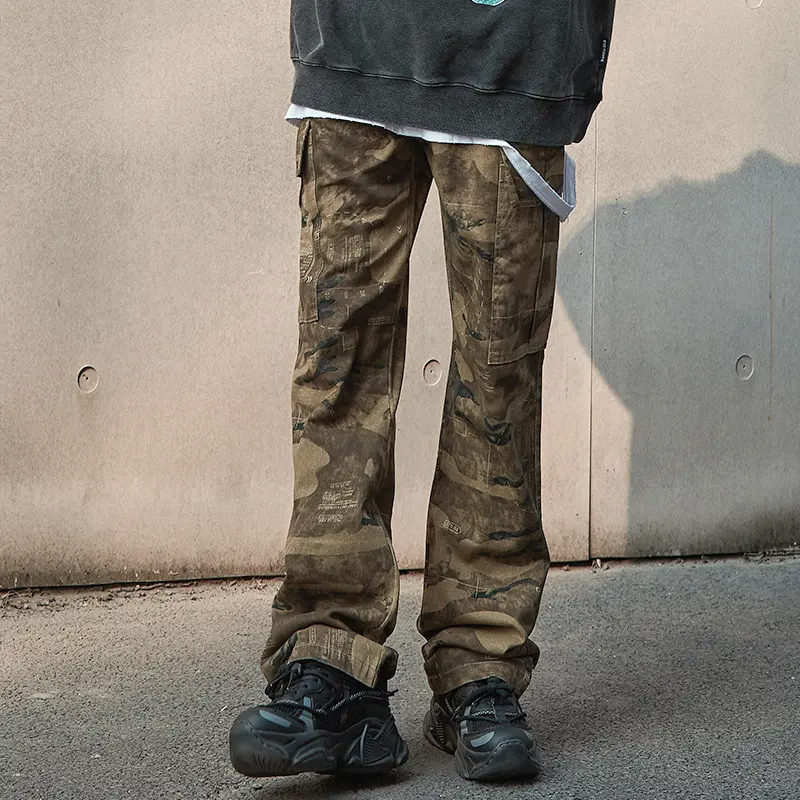 IEFB Men's Cargo Pants Straight Wide Leg Multi Pockets New American Style High Street Male Casual Summer Clothing 9W2137