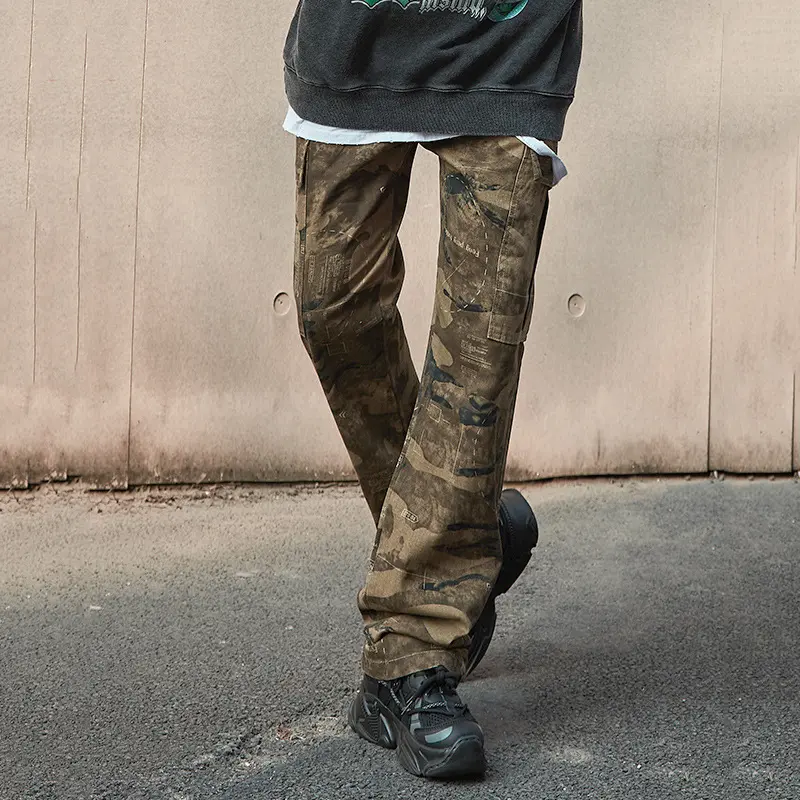 IEFB Men's Cargo Pants Straight Wide Leg Multi Pockets New American Style High Street Male Casual Summer Clothing 9W2137