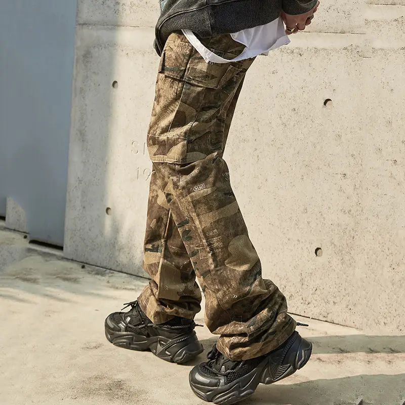 IEFB Men's Cargo Pants Straight Wide Leg Multi Pockets New American Style High Street Male Casual Summer Clothing 9W2137