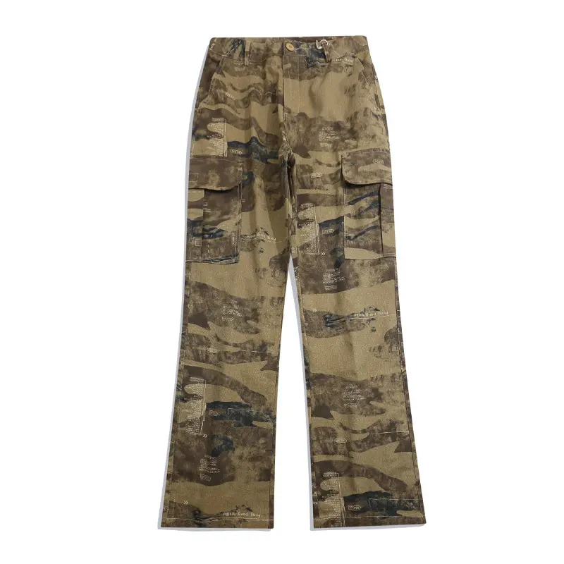 IEFB Men's Cargo Pants Straight Wide Leg Multi Pockets New American Style High Street Male Casual Summer Clothing 9W2137