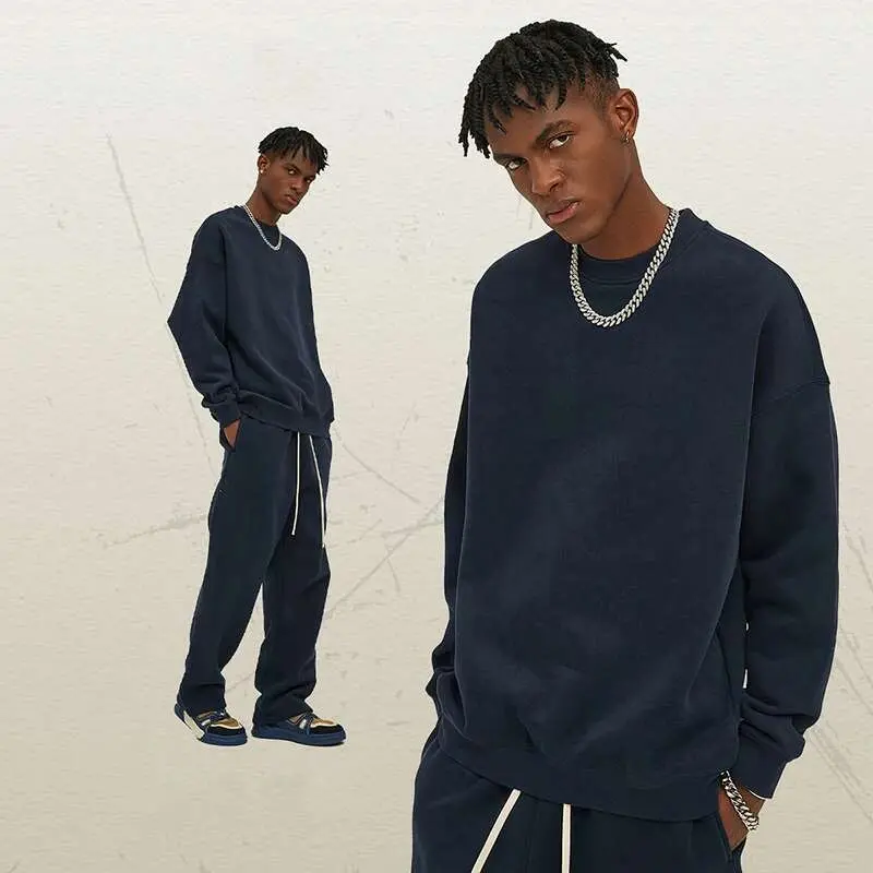 IEFB Male Sweatshirt Sweatpants Two-piece Set Pullover Round Collar Long Sleeve Top Straight Pants Spring Fashion Tide 9W128