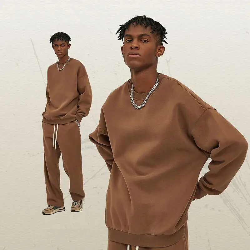 IEFB Male Sweatshirt Sweatpants Two-piece Set Pullover Round Collar Long Sleeve Top Straight Pants Spring Fashion Tide 9W128