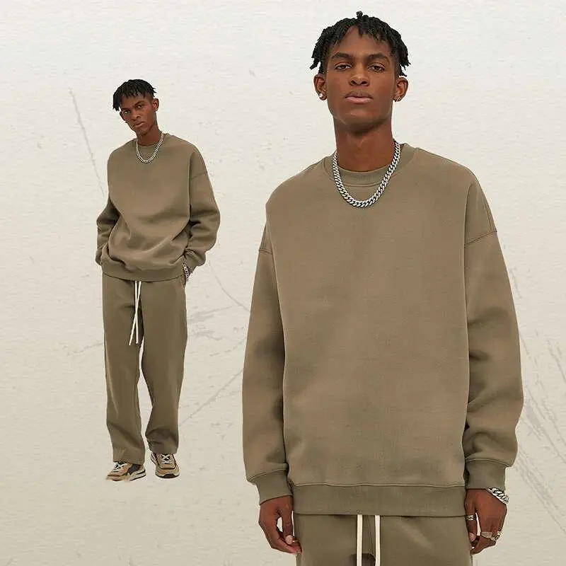 IEFB Male Sweatshirt Sweatpants Two-piece Set Pullover Round Collar Long Sleeve Top Straight Pants Spring Fashion Tide 9W128