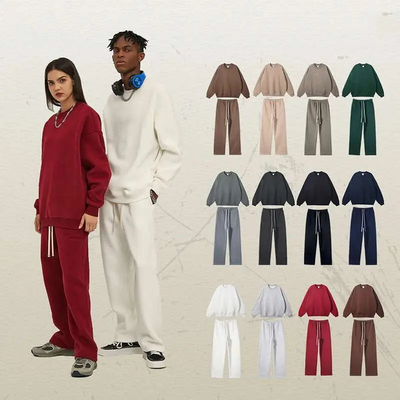 IEFB Male Sweatshirt Sweatpants Two-piece Set Pullover Round Collar Long Sleeve Top Straight Pants Spring Fashion Tide 9W128