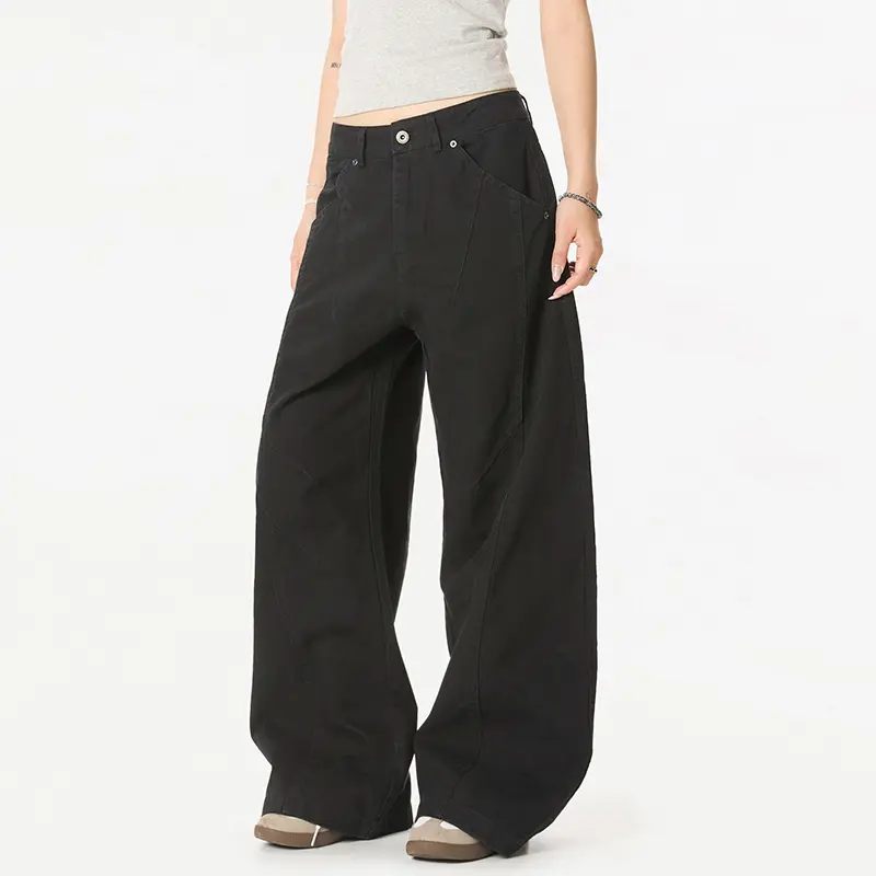 IEFB New Summer Men Casual Pants Solid Color Straight Deconstruction Bottom Loose Wide Leg Male Cleanfit Trousers Simple 9W2757