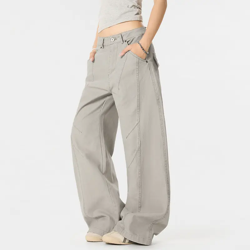 IEFB New Summer Men Casual Pants Solid Color Straight Deconstruction Bottom Loose Wide Leg Male Cleanfit Trousers Simple 9W2757