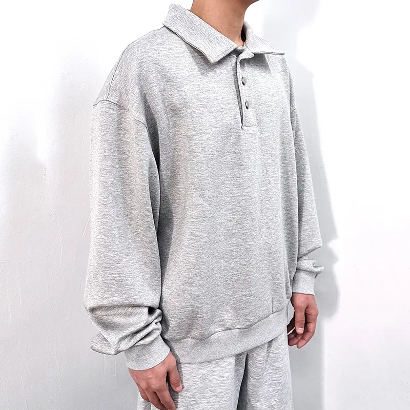 IEFB Men's Sweatshirts New Korean Style Semi Open Button Lapel Design Hoodless Trendy Male New Fashion Long Sleeve Top 9W1829
