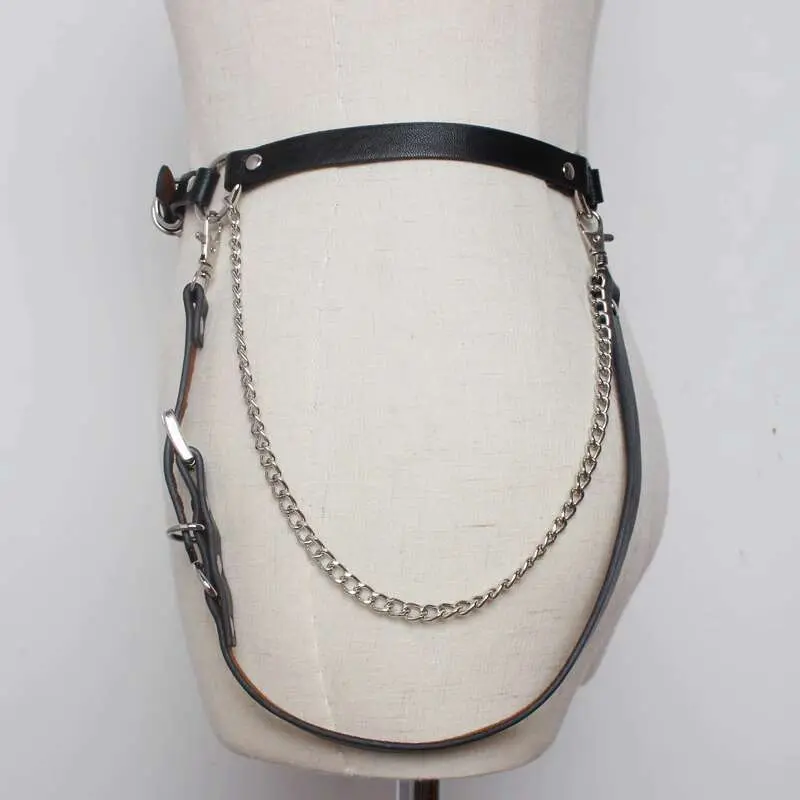 IEFB Trendy Accessory Punk Versatile Belt Chain Loop Buckle Dark Style Men Women New Fashion Belts Jeans Waist Decoration 9W1995