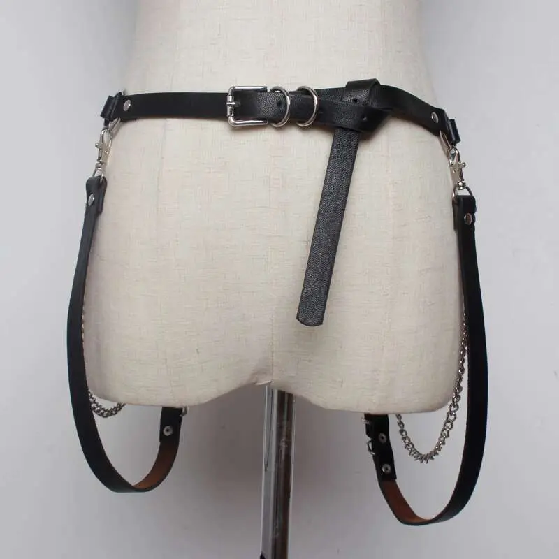 IEFB Trendy Accessory Punk Versatile Belt Chain Loop Buckle Dark Style Men Women New Fashion Belts Jeans Waist Decoration 9W1995
