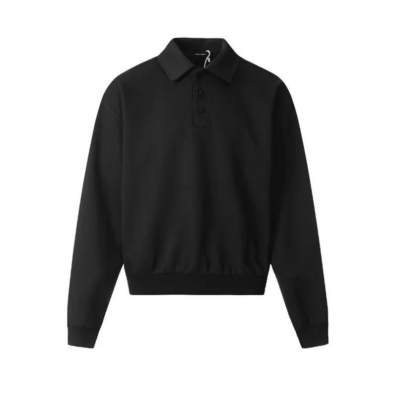 IEFB Men's Sweatshirts New Korean Style Semi Open Button Lapel Design Hoodless Trendy Male New Fashion Long Sleeve Top 9W1829
