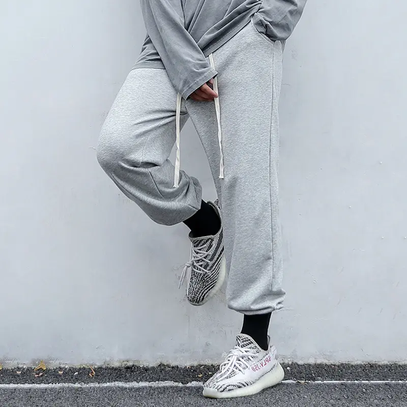 IEFB Men's Sweatpants New Casual Pants Solid Color Korean Style Fashion Elastic Waist Trendy Straight Leg Male Trousers 9W1746