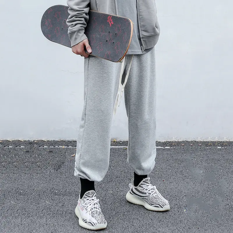 IEFB Men's Sweatpants New Casual Pants Solid Color Korean Style Fashion Elastic Waist Trendy Straight Leg Male Trousers 9W1746