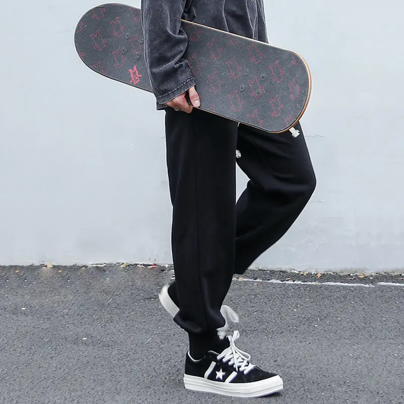 IEFB Men's Sweatpants New Casual Pants Solid Color Korean Style Fashion Elastic Waist Trendy Straight Leg Male Trousers 9W1746