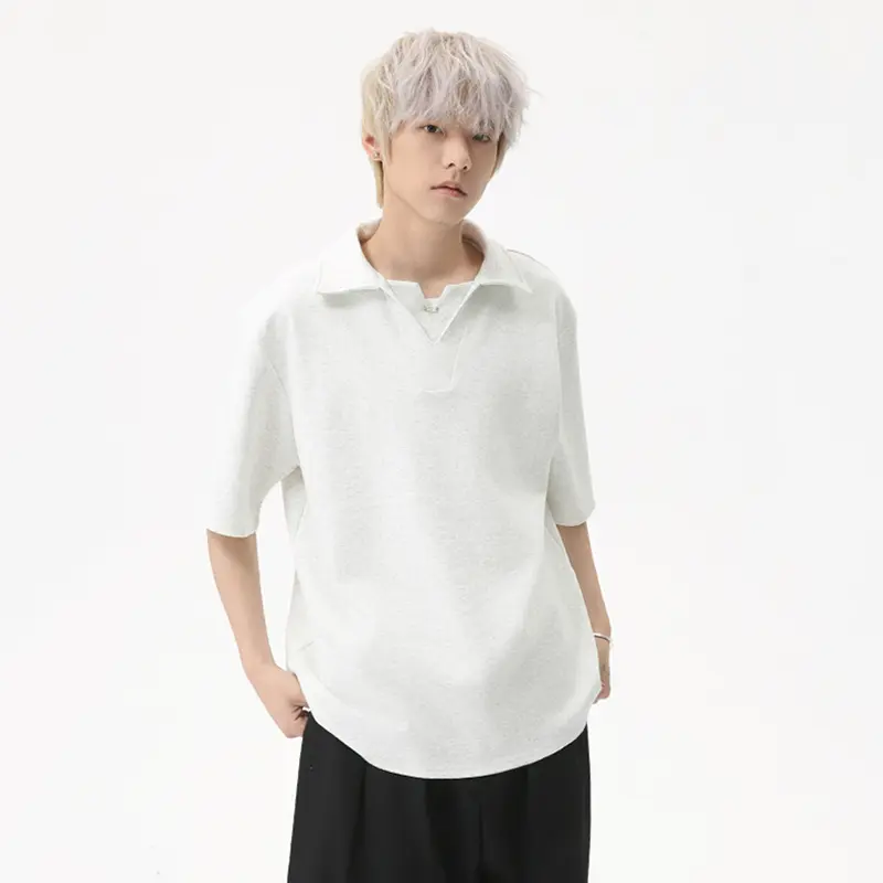 IEFB Fake Two-piece Design Men's T-shirts Turn-down Collar Short Sleeve New Summer Loose Male Contrast Color Tops Simple 9W2472