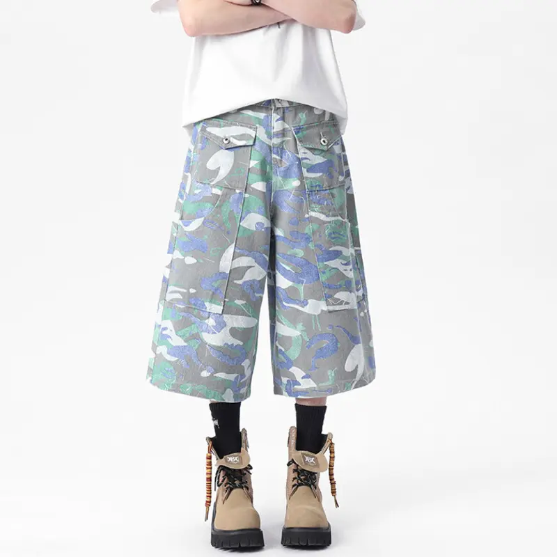 IEFB Niche Design Men's Casual Cargo Shorts Camouflage Muli-pocket New Summer Loose Straight Wide Leg Male Bottom Tide 9W2774
