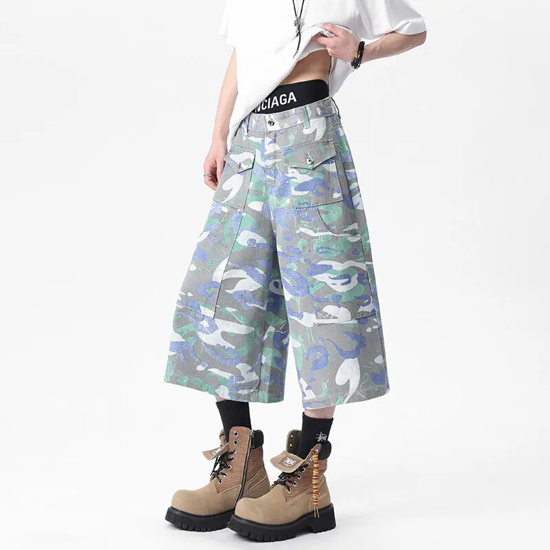 IEFB Niche Design Men's Casual Cargo Shorts Camouflage Muli-pocket New Summer Loose Straight Wide Leg Male Bottom Tide 9W2774